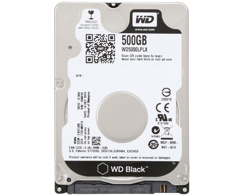 WD 500GB 2.5" SATA III 32MB 7.200rpm WD5000LPLX Black